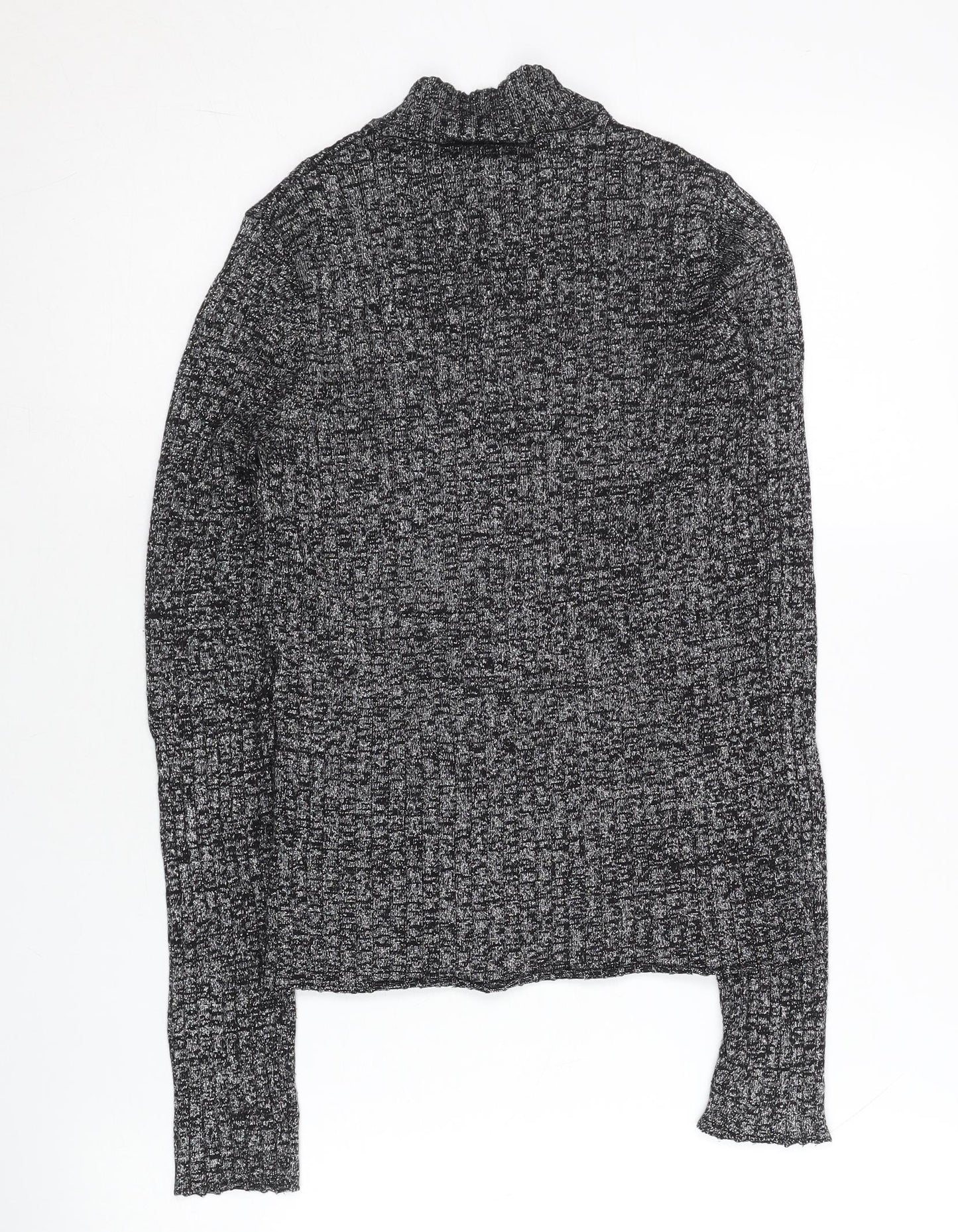 Monki Womens Grey Mock Neck Slim Fit Knit Jumper Size S