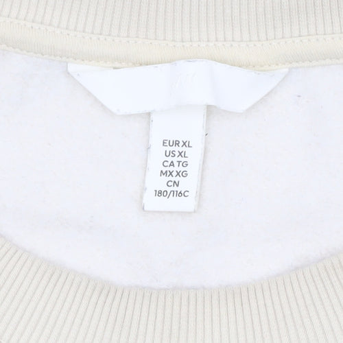 H&M Women’s Beige Striped Sweatshirt Size 14 Relaxed Fit Crew Neck