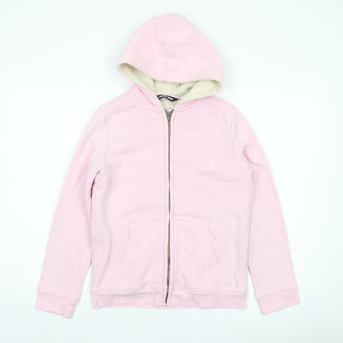 Lands' End Girls Pink Full Zip Hoodie 10-11 Years Fleece Lined Winter Warm