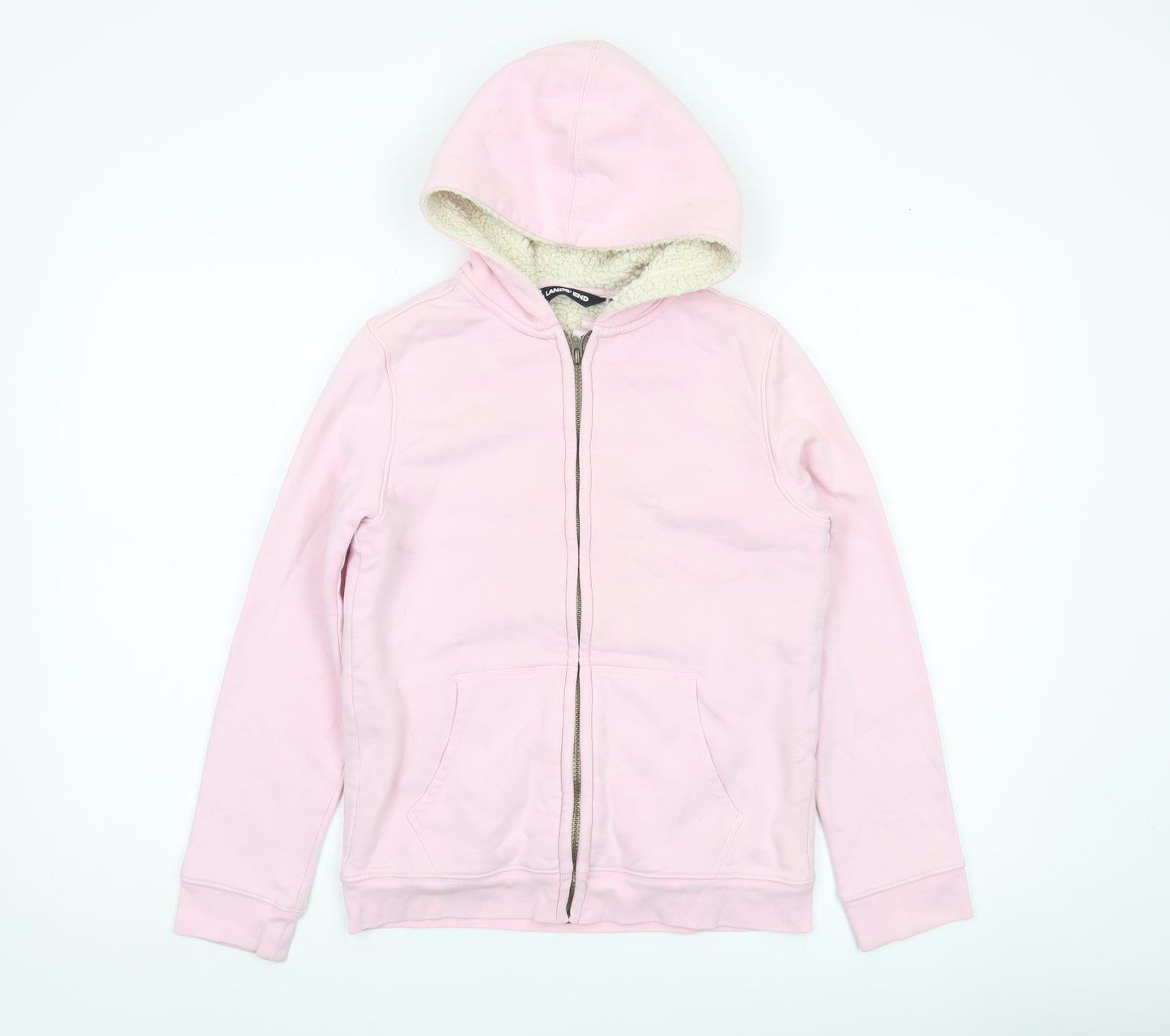 Lands' End Girls Pink Full Zip Hoodie 10-11 Years Fleece Lined Winter Warm