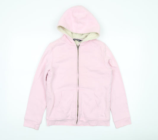 Lands' End Girls Pink Full Zip Hoodie 10-11 Years Fleece Lined Winter Warm