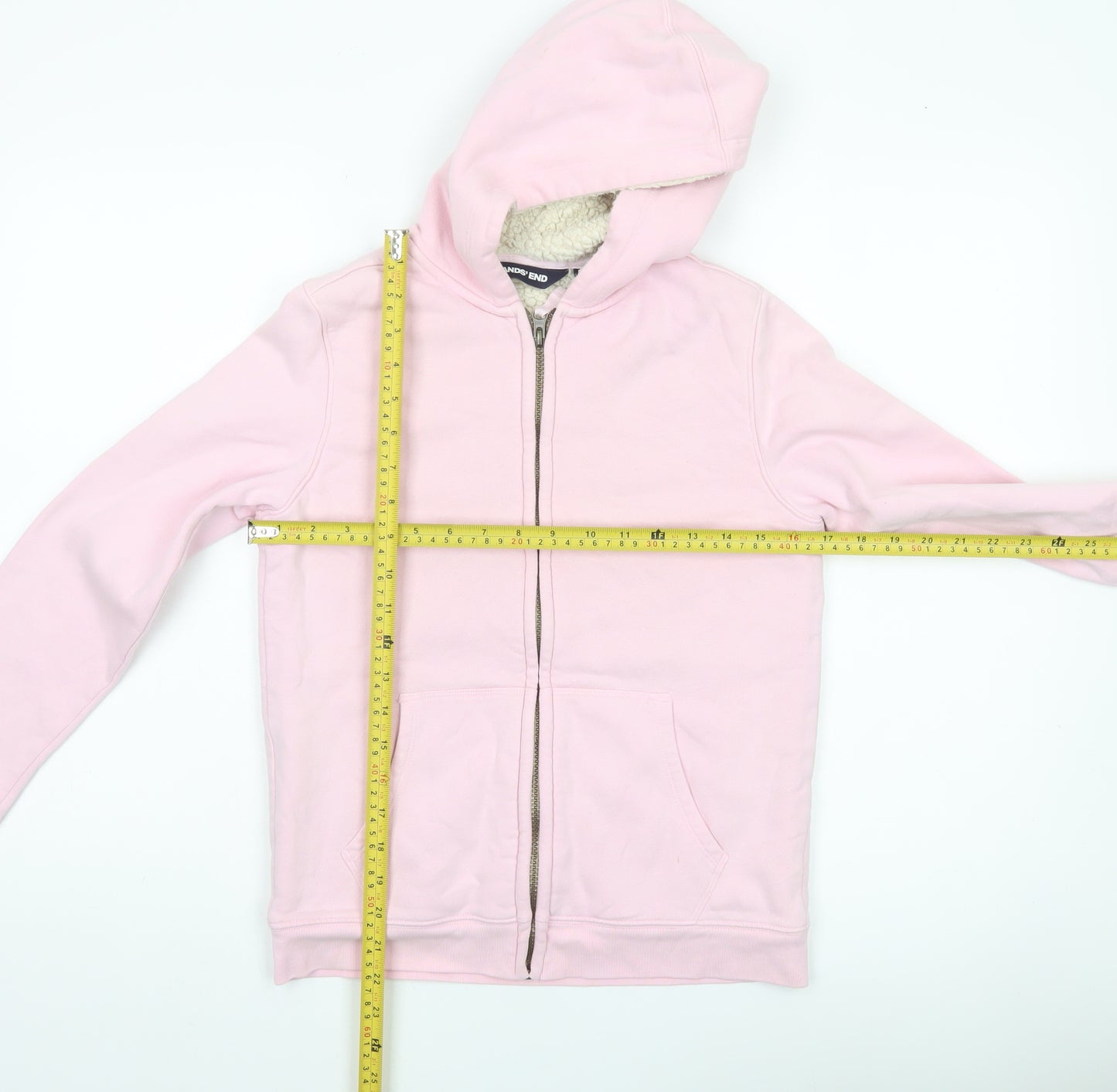 Lands' End Girls Pink Full Zip Hoodie 10-11 Years Fleece Lined Winter Warm