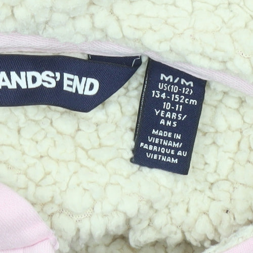 Lands' End Girls Pink Full Zip Hoodie 10-11 Years Fleece Lined Winter Warm