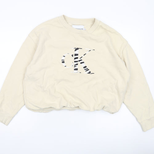 Calvin Klein Jeans Womens Beige Medium Logo Sweatshirt