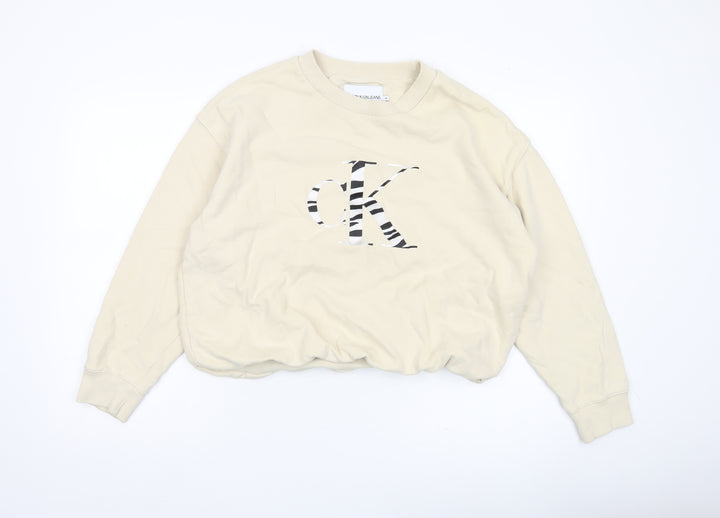 Calvin Klein Jeans Womens Beige Medium Logo Sweatshirt