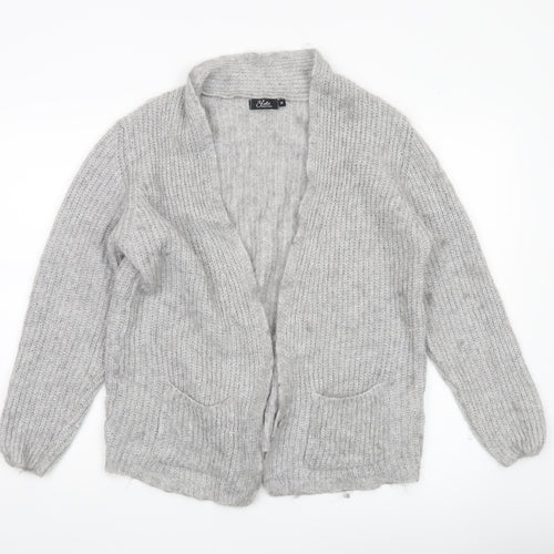 Yida Women’s Grey XL Chunky Knit Open Cardigan with Pockets