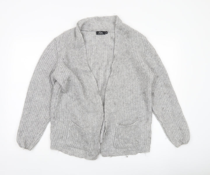 Yida Women’s Grey XL Chunky Knit Open Cardigan with Pockets