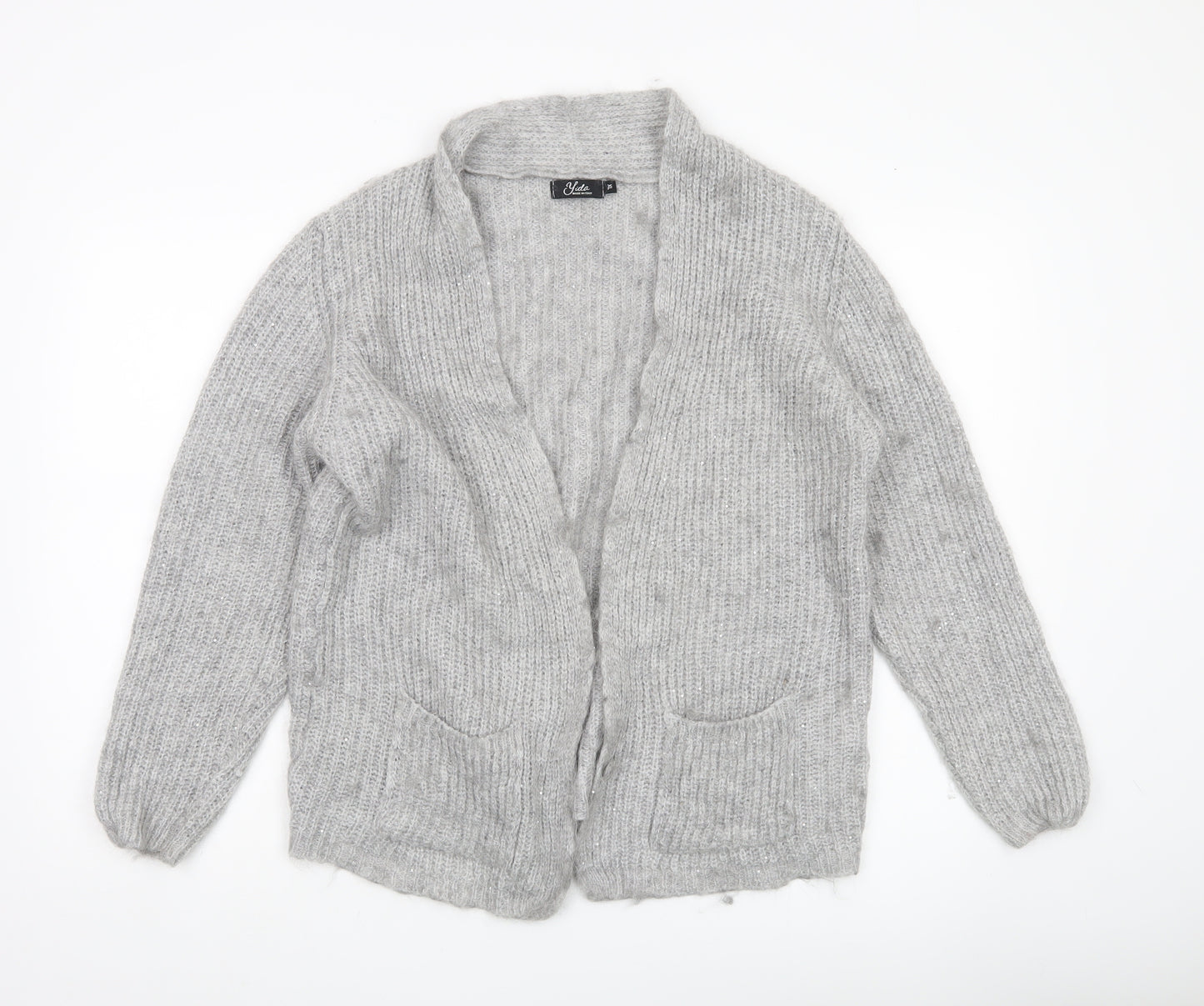 Yida Women’s Grey XL Chunky Knit Open Cardigan with Pockets