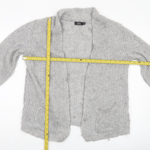 Yida Women’s Grey XL Chunky Knit Open Cardigan with Pockets