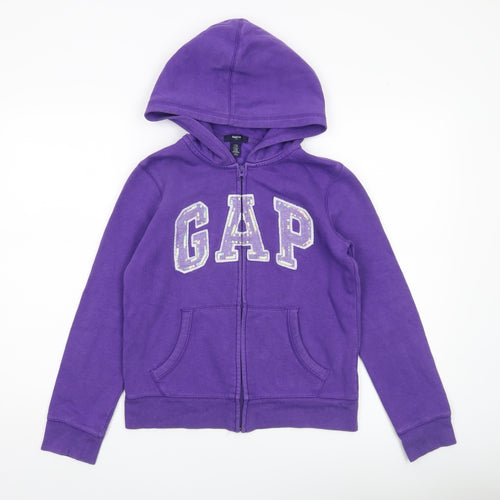 GAP Kids Girls Purple Sequin Logo Full Zip Hoodie Age 13 Years