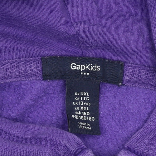 GAP Kids Girls Purple Sequin Logo Full Zip Hoodie Age 13 Years