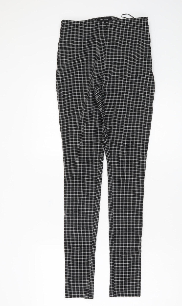 New Look Womens Black Check Slim Fit Trousers Size 8 Workwear