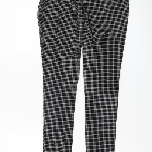 New Look Womens Black Check Slim Fit Trousers Size 8 Workwear