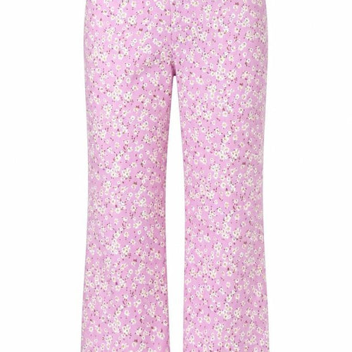 Zara Womens Pink Floral Cotton Slim Trousers Size 8