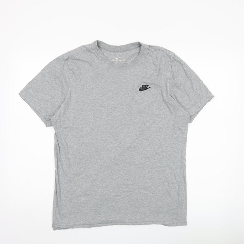 Nike Men’s Grey Logo Crew Neck Cotton T-Shirt Size M