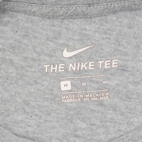 Nike Men’s Grey Logo Crew Neck Cotton T-Shirt Size M