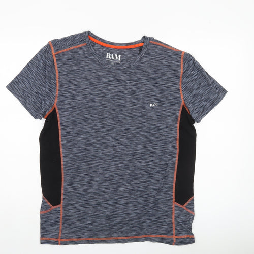 BAM Mens Grey Sport Performance T-Shirt Size M Breathable Gym Top