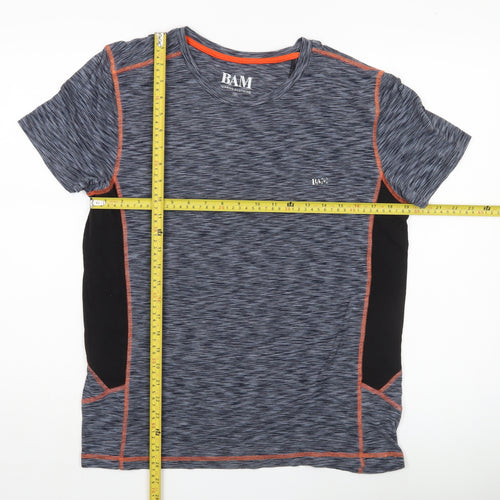 BAM Mens Grey Sport Performance T-Shirt Size M Breathable Gym Top