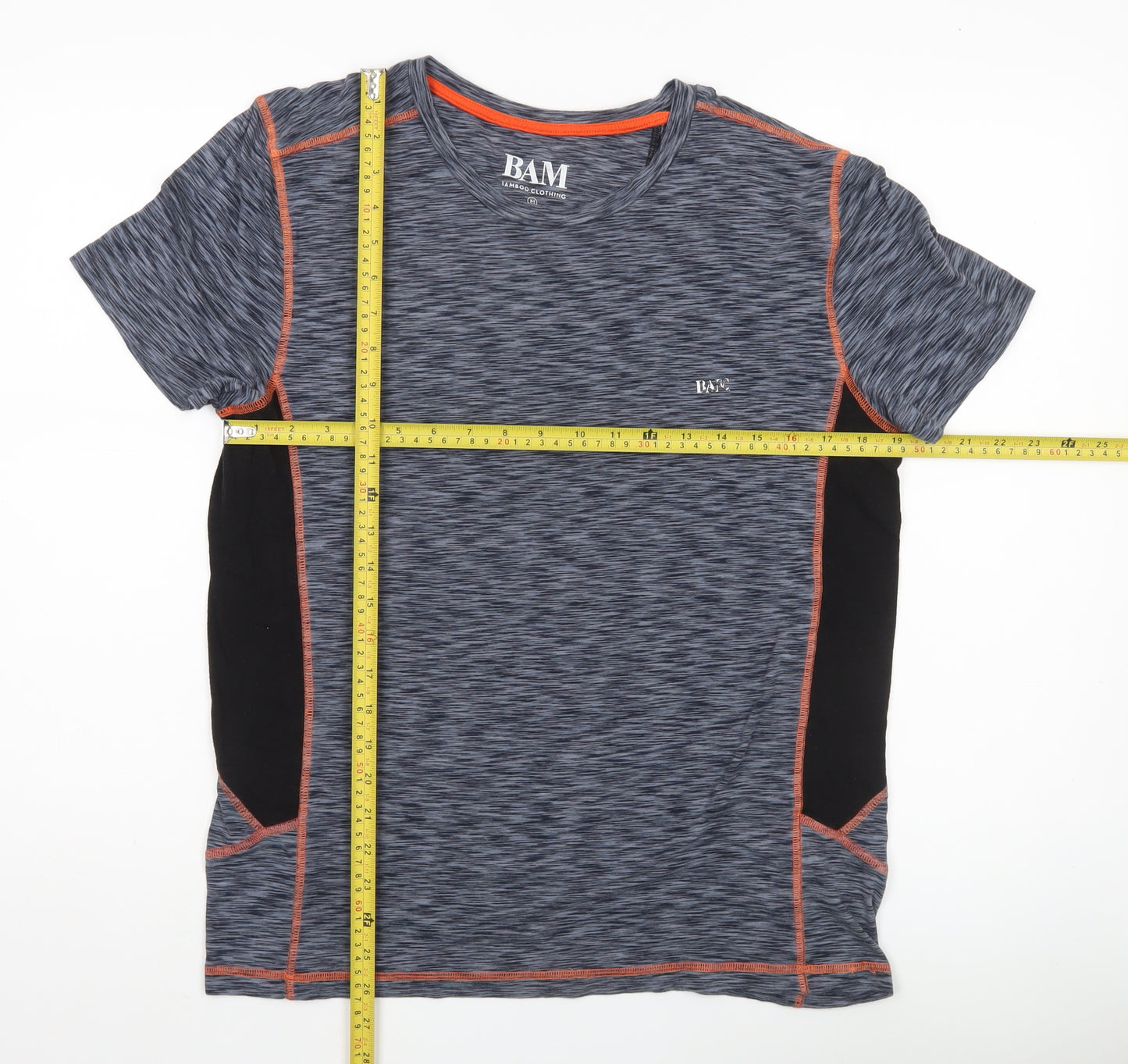 BAM Mens Grey Sport Performance T-Shirt Size M Breathable Gym Top