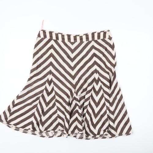 Fenn Wright Manson Women’s Brown Striped Linen A-Line Skirt Size 12