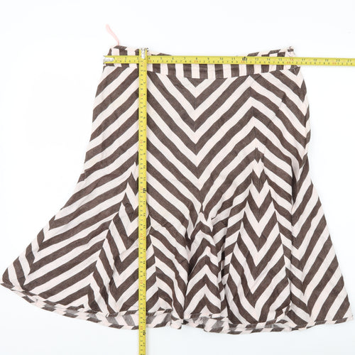 Fenn Wright Manson Women’s Brown Striped Linen A-Line Skirt Size 12