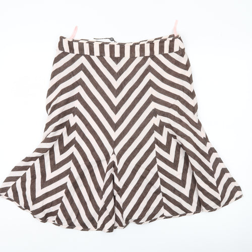 Fenn Wright Manson Women’s Brown Striped Linen A-Line Skirt Size 12