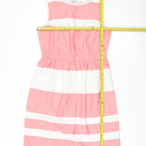 FatFace Women’s Pink White Striped Cotton A-Line Dress Size 8