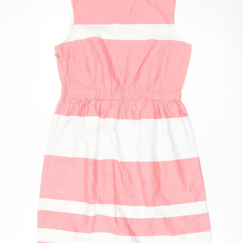 FatFace Women’s Pink White Striped Cotton A-Line Dress Size 8