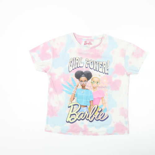 Barbie Girls Multicoloured Tie-Dye Graphic Print T-Shirt Age 8 Cotton