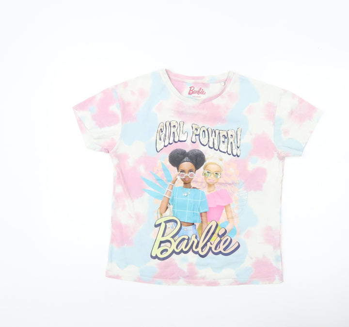 Barbie Girls Multicoloured Tie-Dye Graphic Print T-Shirt Age 8 Cotton