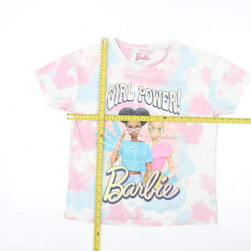 Barbie Girls Multicoloured Tie-Dye Graphic Print T-Shirt Age 8 Cotton