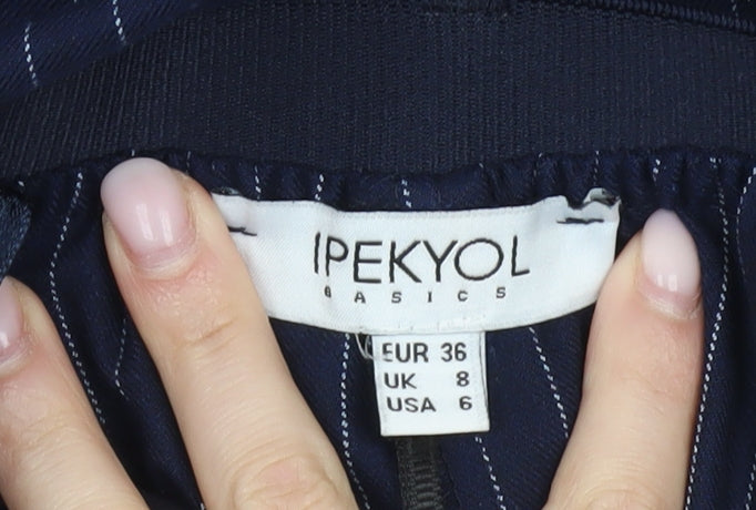 Ipekyol Womens Navy Pinstripe Dress Pants Size 8 Slim Fit Workwear
