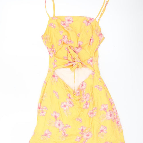 Lovedress Womens Yellow Floral Slip Dress Size 16 Summer Casual