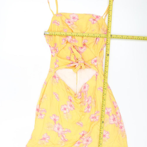 Lovedress Womens Yellow Floral Slip Dress Size 16 Summer Casual