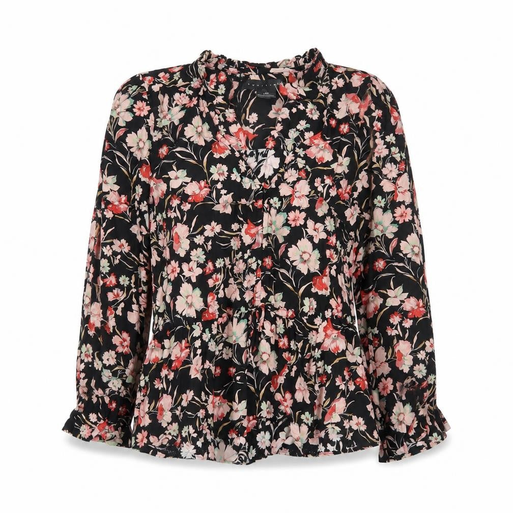 Sanctuary Womens Floral Blouse XS Multicoloured Rayon Tunic Long Sleeve