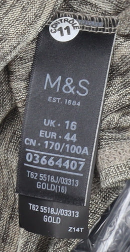 Marks and Spencer Women’s Gold 3/4 Sleeve Tunic Top Size 16