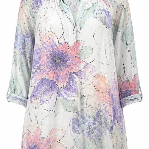 Wallis Women’s White Floral Blouse UK 14 Tunic Style Zip Back