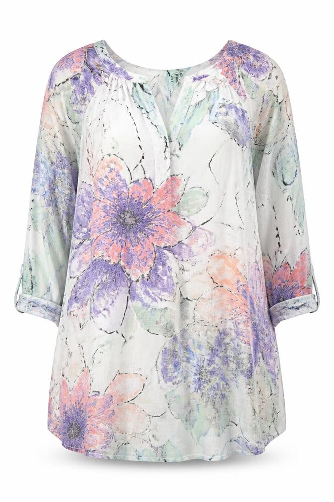 Wallis Women’s White Floral Blouse UK 14 Tunic Style Zip Back