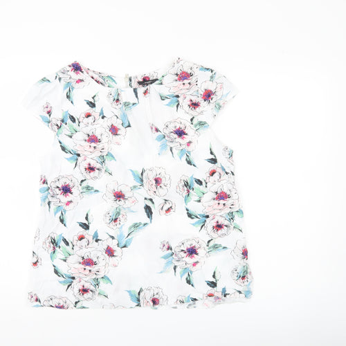 Wallis Women’s White Floral Blouse UK 14 Tunic Style Zip Back