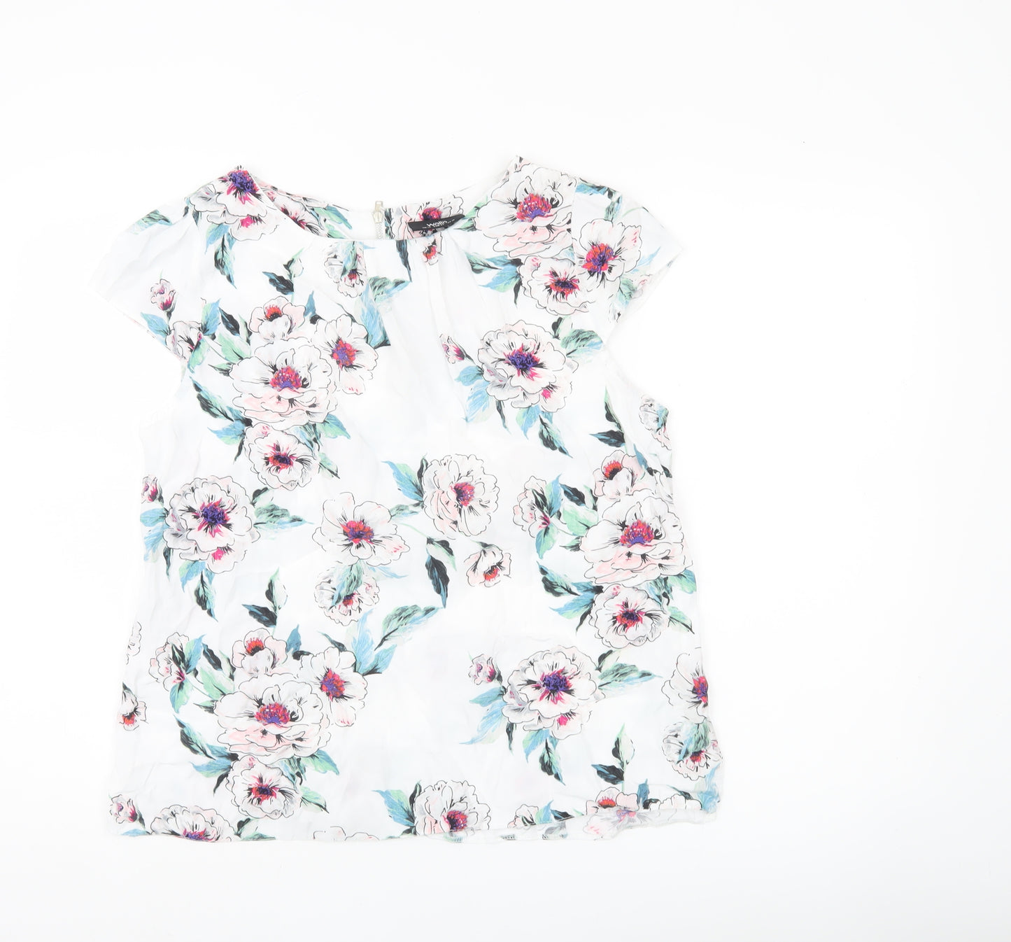 Wallis Women’s White Floral Blouse UK 14 Tunic Style Zip Back