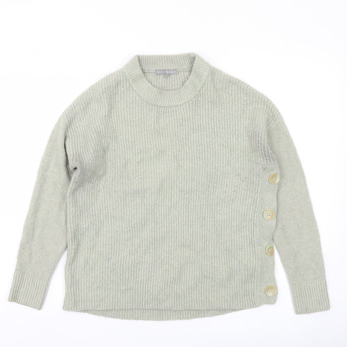 Oliver Bonas Womens Grey Size 10 Crew Neck Button Jumper