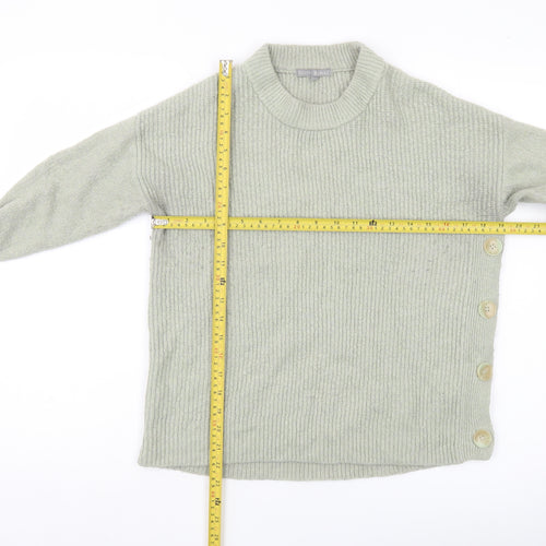 Oliver Bonas Womens Grey Size 10 Crew Neck Button Jumper