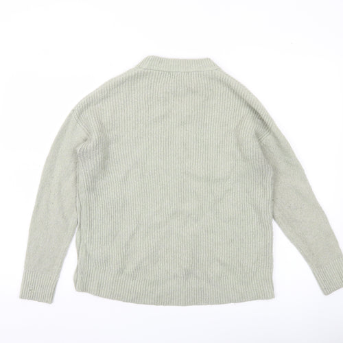 Oliver Bonas Womens Grey Size 10 Crew Neck Button Jumper