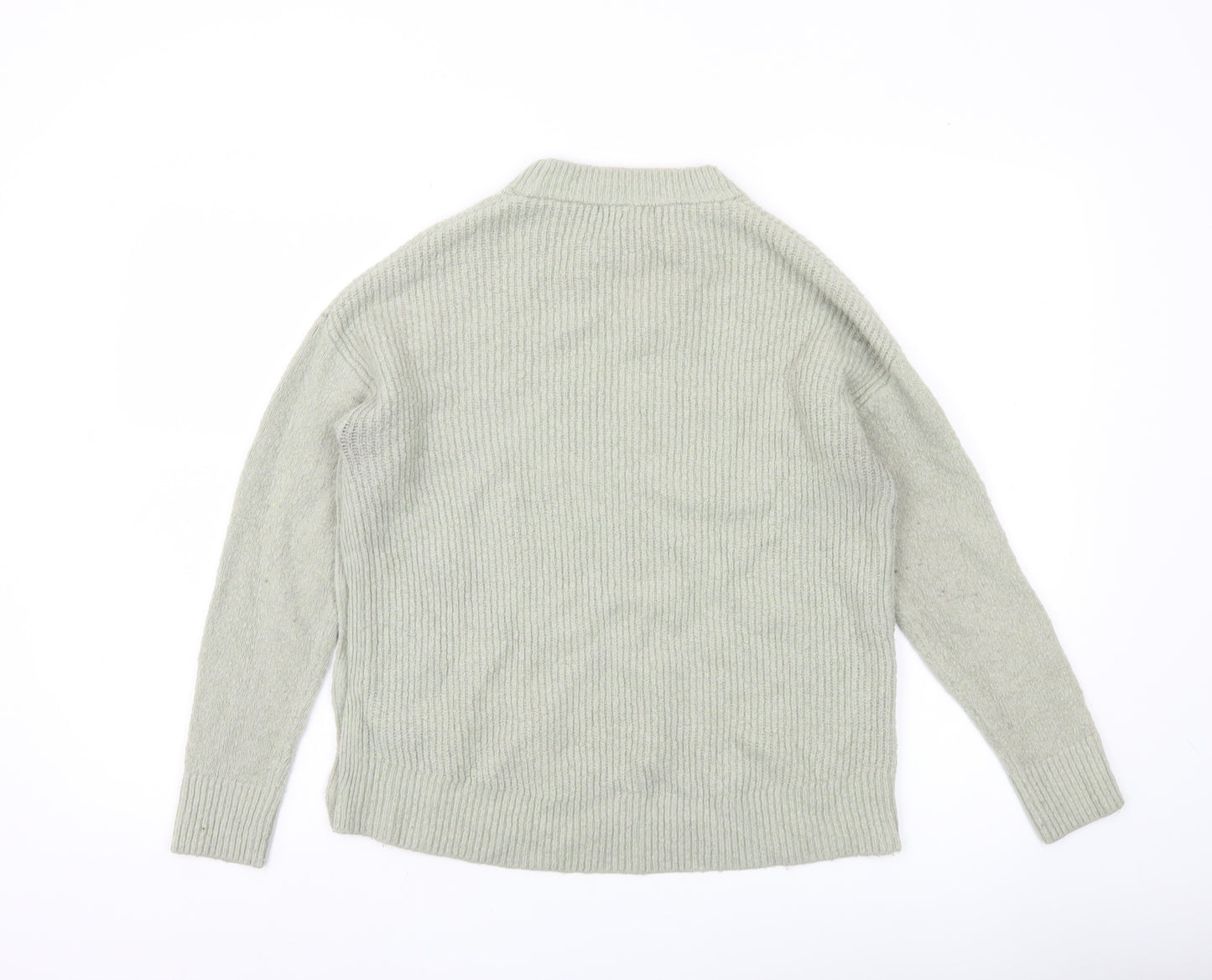 Oliver Bonas Womens Grey Size 10 Crew Neck Button Jumper