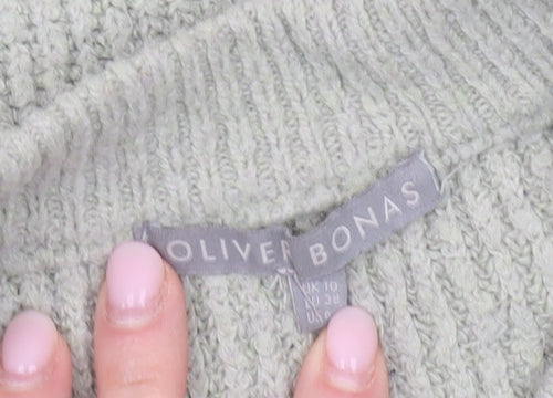 Oliver Bonas Womens Grey Size 10 Crew Neck Button Jumper