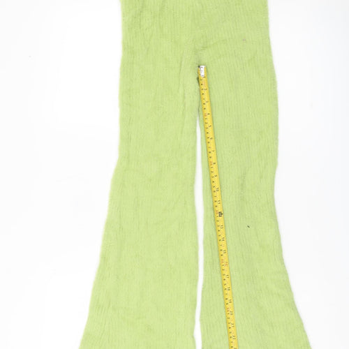 Bershka Womens Green XS Flared Knit Trousers Retro 90s Party Slim