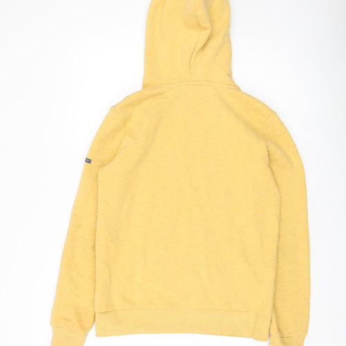 Superdry Womens Yellow Pullover Hoodie Size 8 Logo Print