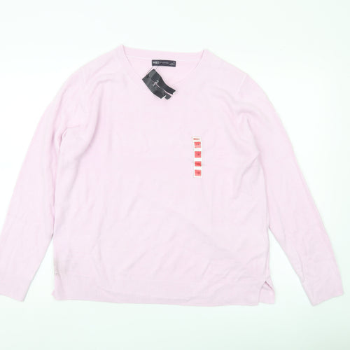 Marks and Spencer Women Pink Size 18 Crew Neck Acrylic Jumper
