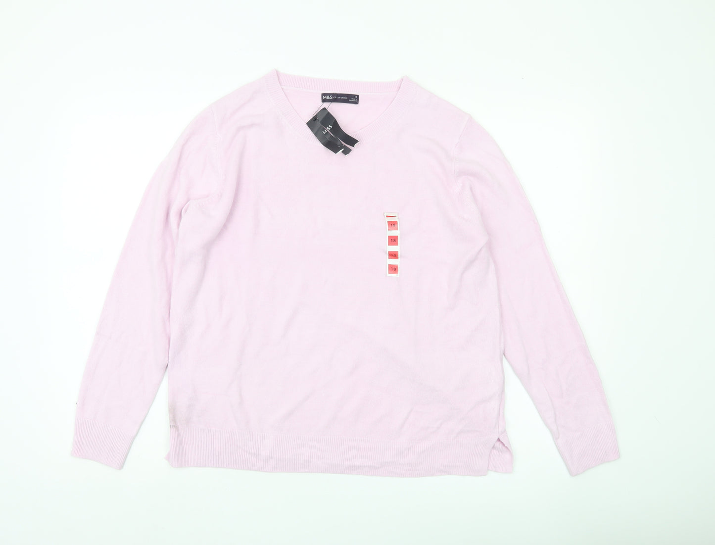 Marks and Spencer Women Pink Size 18 Crew Neck Acrylic Jumper