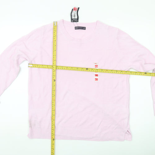 Marks and Spencer Women Pink Size 18 Crew Neck Acrylic Jumper